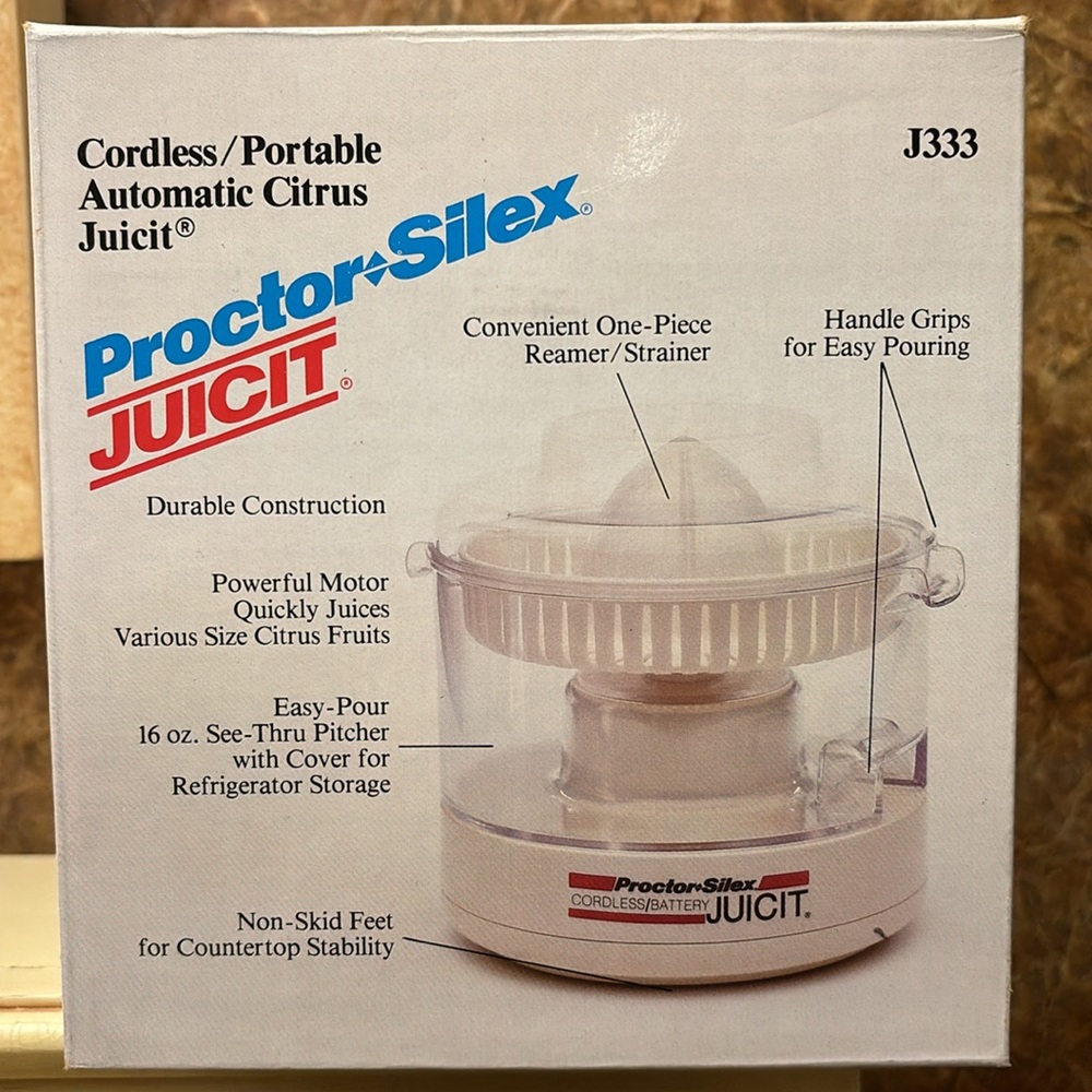 Proctor Silex Juicit Cordless Portable Citrus Juicer Battery Operated Model J333